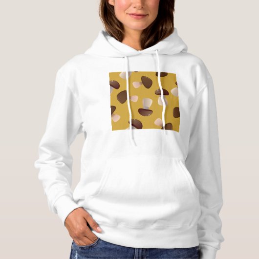 Bruine paddenstoelen hoodie (Voorkant)