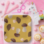 Bruine paddenstoelen papieren bordje (Feest)