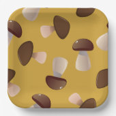 Bruine paddenstoelen papieren bordje (Voorkant)