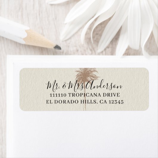 Bruine Palm Tree Beach bruiloft Etiket (Insitu)