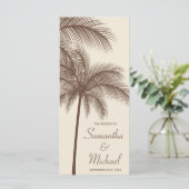 Bruine Palm Tree Tropical Wedding Programma Programmakaart (Staand voorkant)