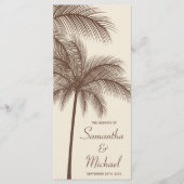 Bruine Palm Tree Tropical Wedding Programma Programmakaart (Voorkant)