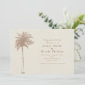  bruine palmbomen Beach Wedding Invitations Kaart (Staand voorkant)
