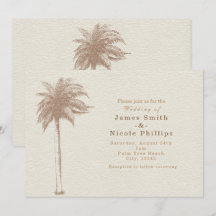  bruine palmbomen Beach Wedding Invitations