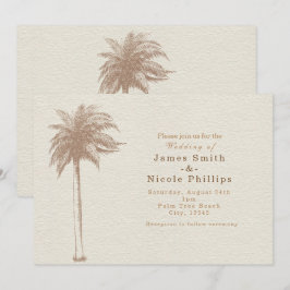  bruine palmbomen Beach Wedding Invitations Kaart