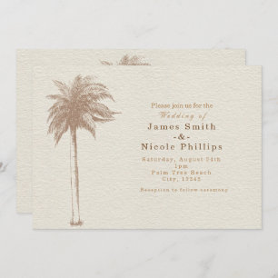  bruine palmbomen Beach Wedding Invitations Kaart