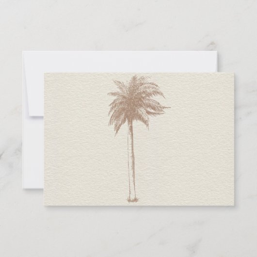 bruine palmboom Beach Wedding RSVP (Achterkant)