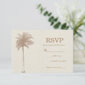  bruine palmboom Beach Wedding RSVP Kaartje (Staand voorkant)