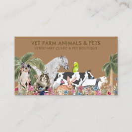 Bruine palmboom Boerderij Kat Hond Vogel Pet Visitekaartje