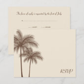 Bruine palmboom RSVP Weddenschapskaart (Voorkant / Achterkant)