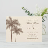 Bruine Palmboom Save the Date Aankondiging (Staand voorkant)