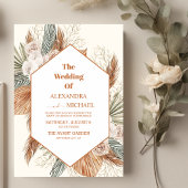 bruine pampas - bruiloft kaart