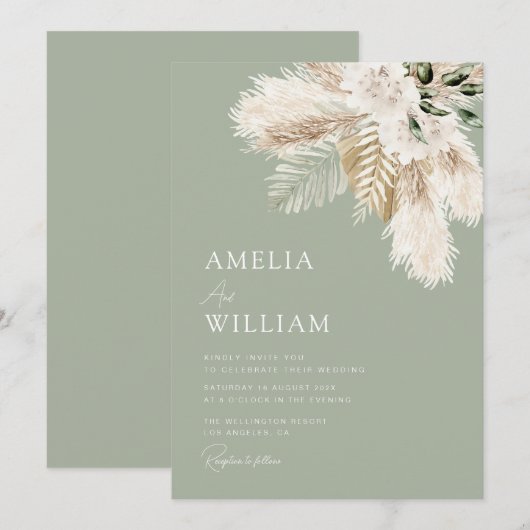 bruine pampas - bruiloft kaart (Voorkant / Achterkant)