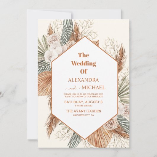 bruine pampas - bruiloft kaart (Voorkant)