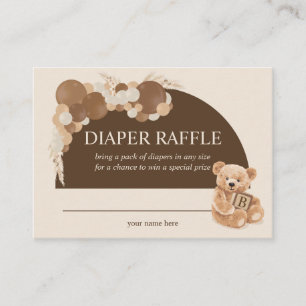 Bruine Pampas Gras Teddybeer Luier Raffle  Informatiekaartje