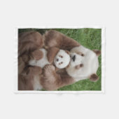 Bruine Panda Familie Dekbed Fleece Deken (Voorkant (Horizontaal))