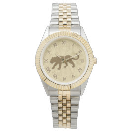 Bruine panter met Romeinse cijfers Horloge