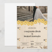 Bruine Pastel Bloemen Huwelijksuitnodiging Kaart (Voorkant / Achterkant)