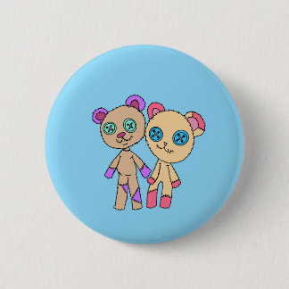 Bruine patchwork beren knoop ronde button 5,7 cm