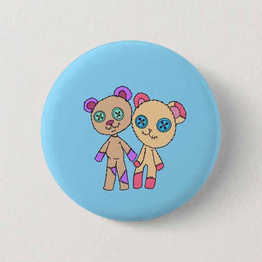 Bruine patchwork beren knoop ronde button 5,7 cm (Voorkant)