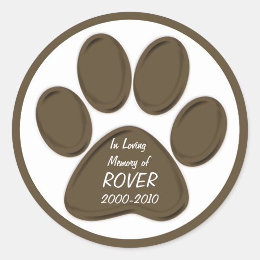 bruine paw print sympathie stickers (Voorkant)