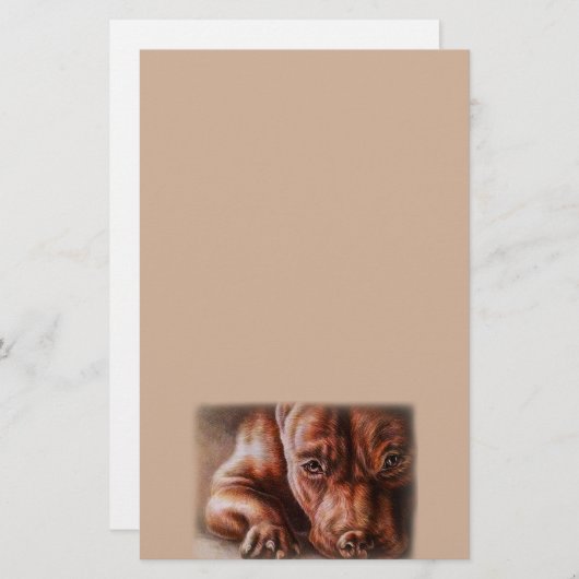 Bruine peerpunttekening van huisportret briefpapier (Voorkant / Achterkant)