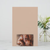 Bruine peerpunttekening van huisportret briefpapier (Staand voorkant)