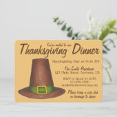 Bruine pelgrimhoed Thanksgiving dinerfeest Kaart (Staand voorkant)