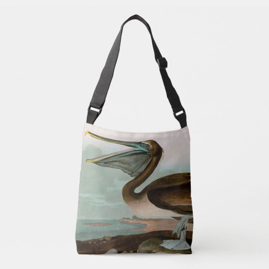 Bruine Pelican Birds of America Audubon Print Crossbody Tas (Voorkant)