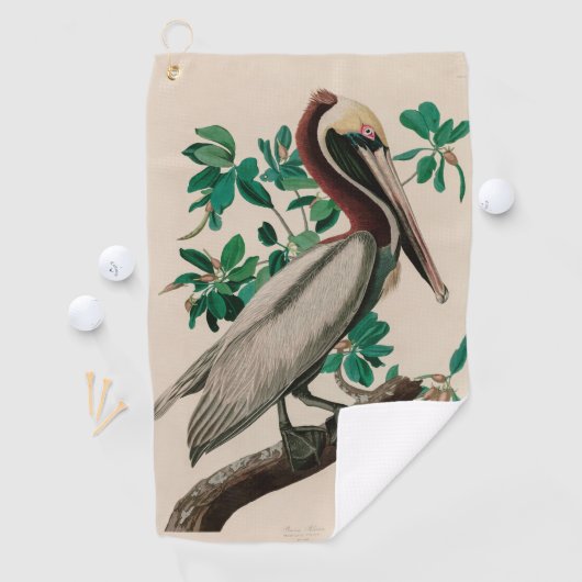Bruine Pelican Birds of America Audubon Print Golfhanddoek (Insitu)