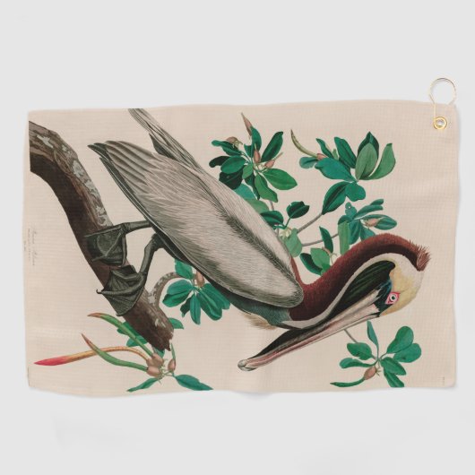 Bruine Pelican Birds of America Audubon Print Golfhanddoek (Horizontaal)