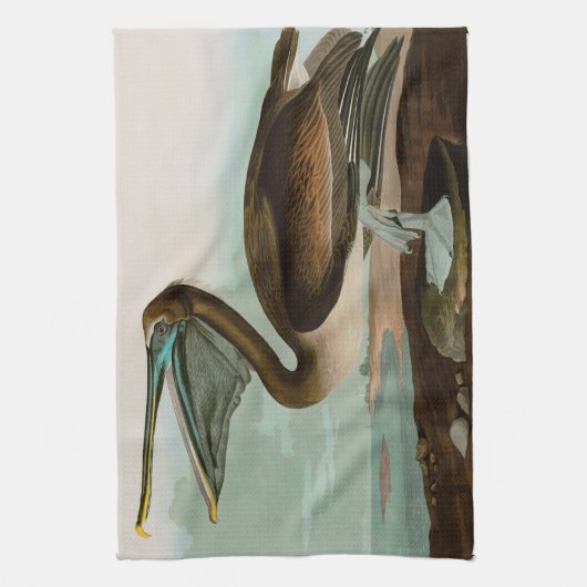 Bruine Pelican Birds of America Audubon Print Theedoek (Verticaal)