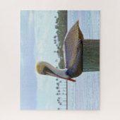 Bruine Pelican en palmbomen Legpuzzel (Verticaal)