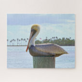 Bruine Pelican en palmbomen Legpuzzel (Horizontaal)