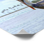 Bruine Pelican en palmbomen Poster (Hoek)