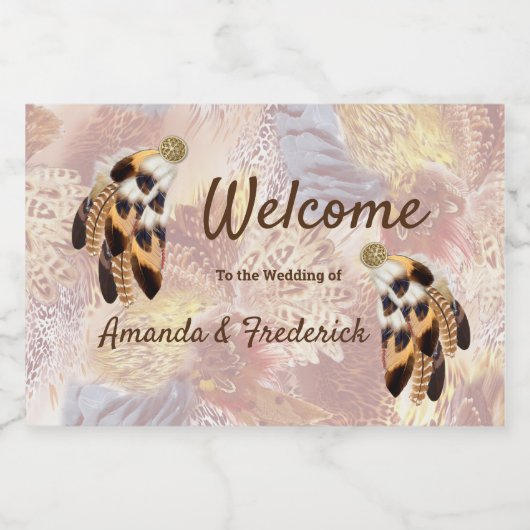 Bruine Pelican- of Hawk-veren Sparkling Wijnetiket (Enkel label)