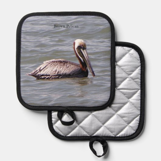 Bruine Pelican pothouder Pannenlap (Voorkant / Achterkant)