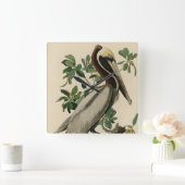 Bruine Pelican van de Amerikaanse vogels van Audub Vierkante Klok (Huis)