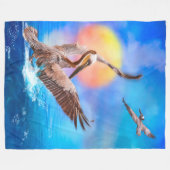 Bruine Pelicans SUN KISSED ISLAND #1 Fleece Blanke Deken (Voorkant (Horizontaal))