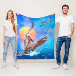 Bruine Pelicans SUN KISSED ISLAND #1 Fleece Deken