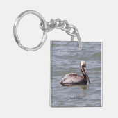 Bruine Pelikaan acryl sleutelhanger (Voorkant Links)