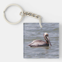 Bruine Pelikaan acryl sleutelhanger