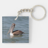 Bruine Pelikaan acryl sleutelhanger (Achterkant)
