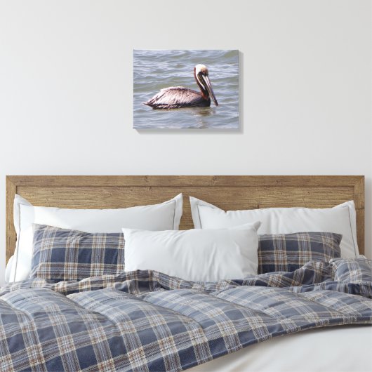 Bruine Pelikaan canvas print (Insitu (Slaapkamer))