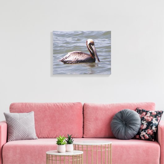 Bruine Pelikaan canvas print (Insitu (Woonkamer))