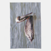 Bruine Pelikaan keukenhanddoek (Verticaal)
