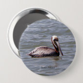 Bruine Pelikaan knop Ronde Button 4,0 Cm (Voorkant /achterkant)