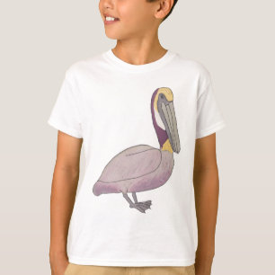 Bruine pelikaan waterverf vogelsoorten kunst t-shirt