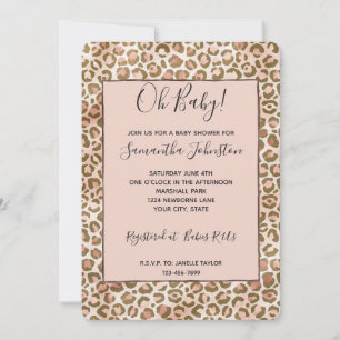 Bruine Perzik Blush Ombre Luipaardprint   Kaart