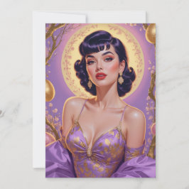 Bruine Pin-Up Paaseieren Goud en Paars Feestdagenkaart